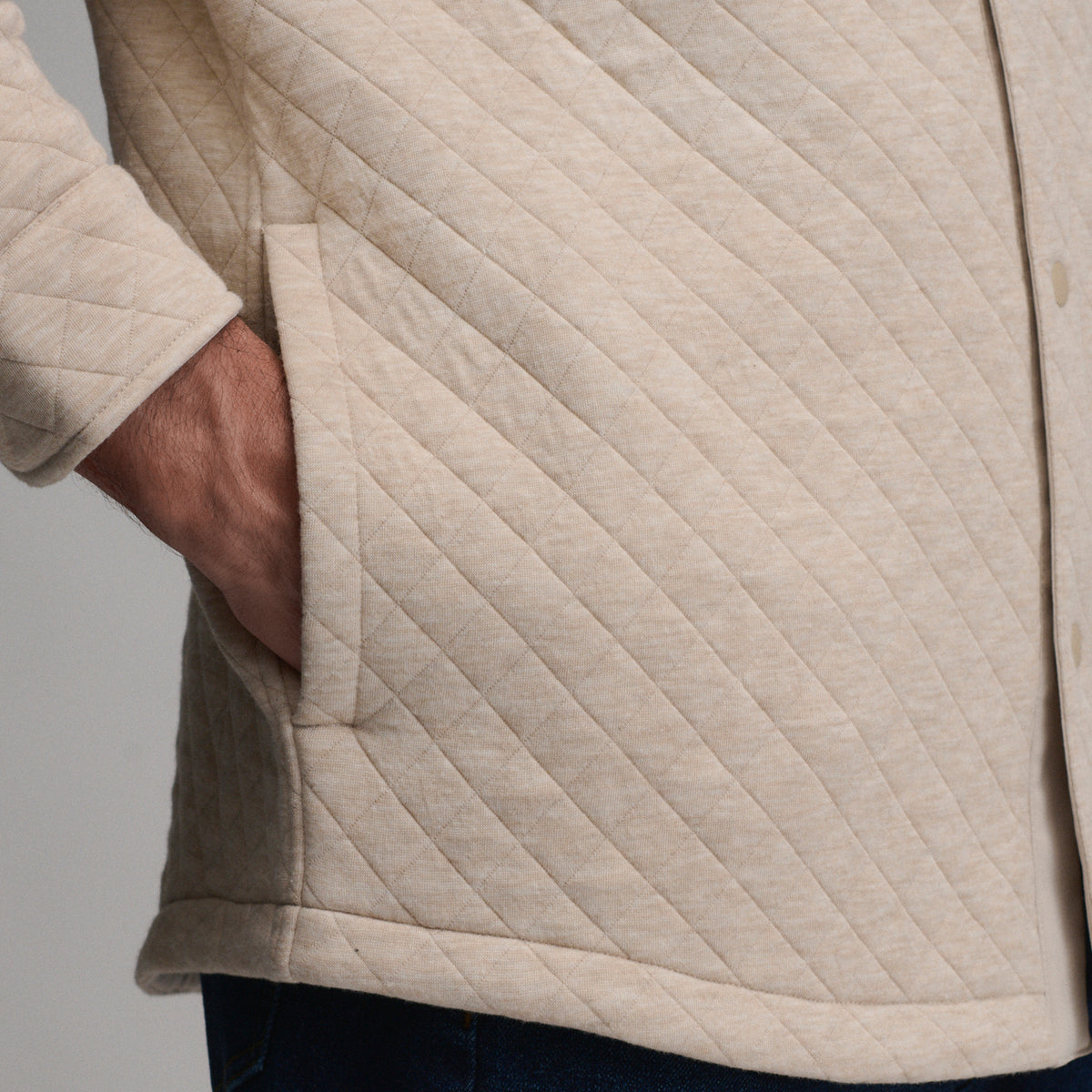 Quilted Shirt Jacket-Heather Oatmeal-18