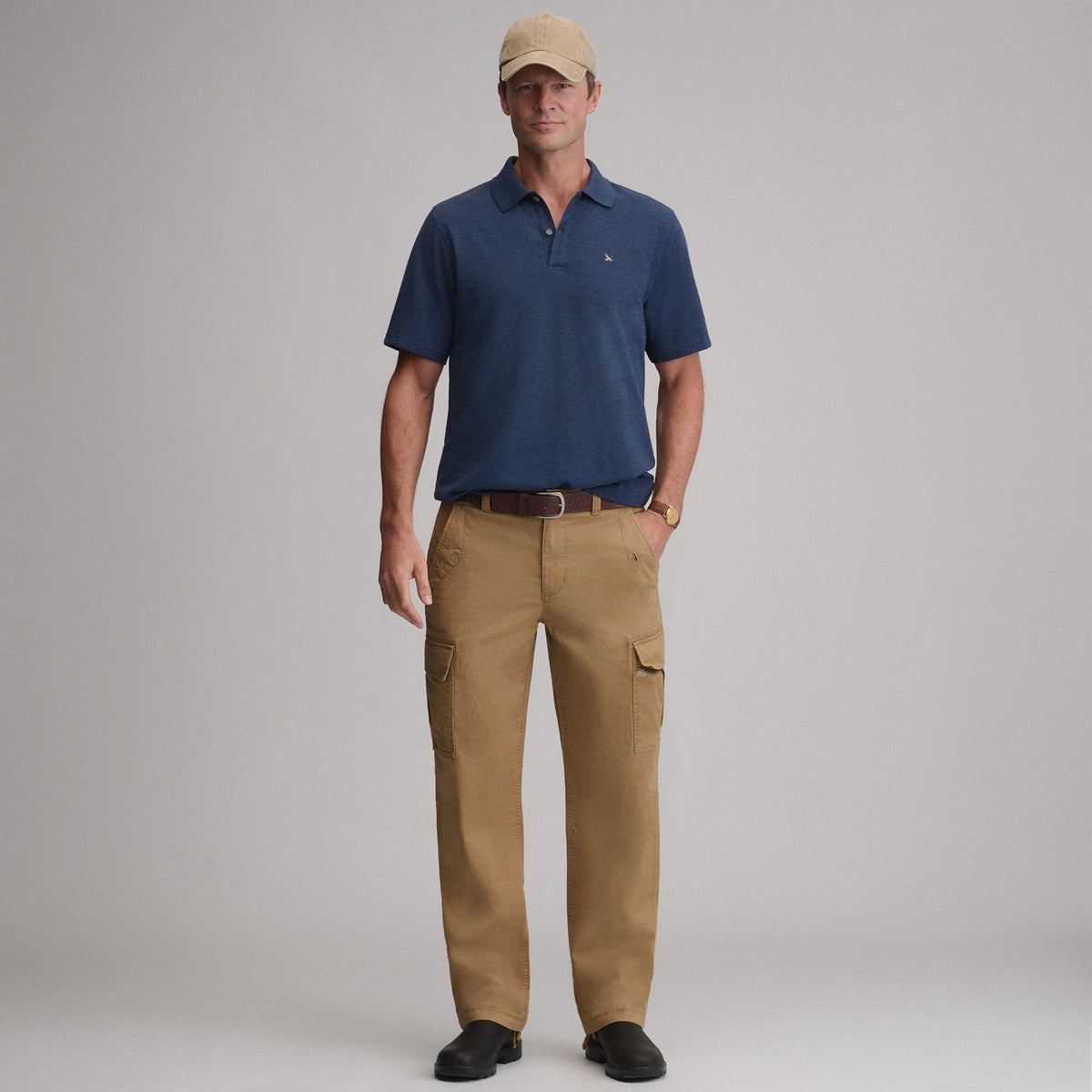 Men's Signature Piqué Short-Sleeve Polo-Navy/Heather-16