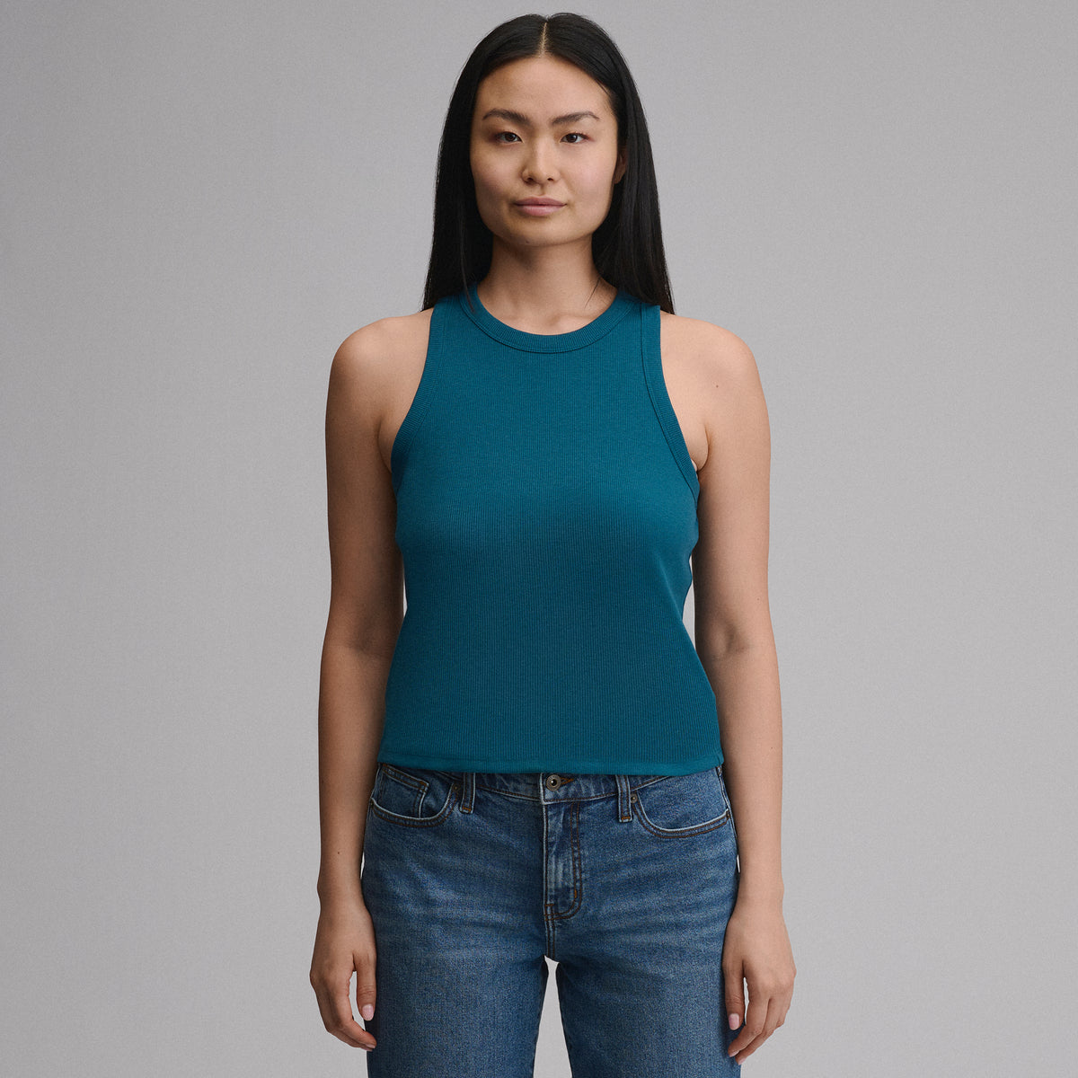 Women's Softline Ribbed Tank-Meridian Blue-20