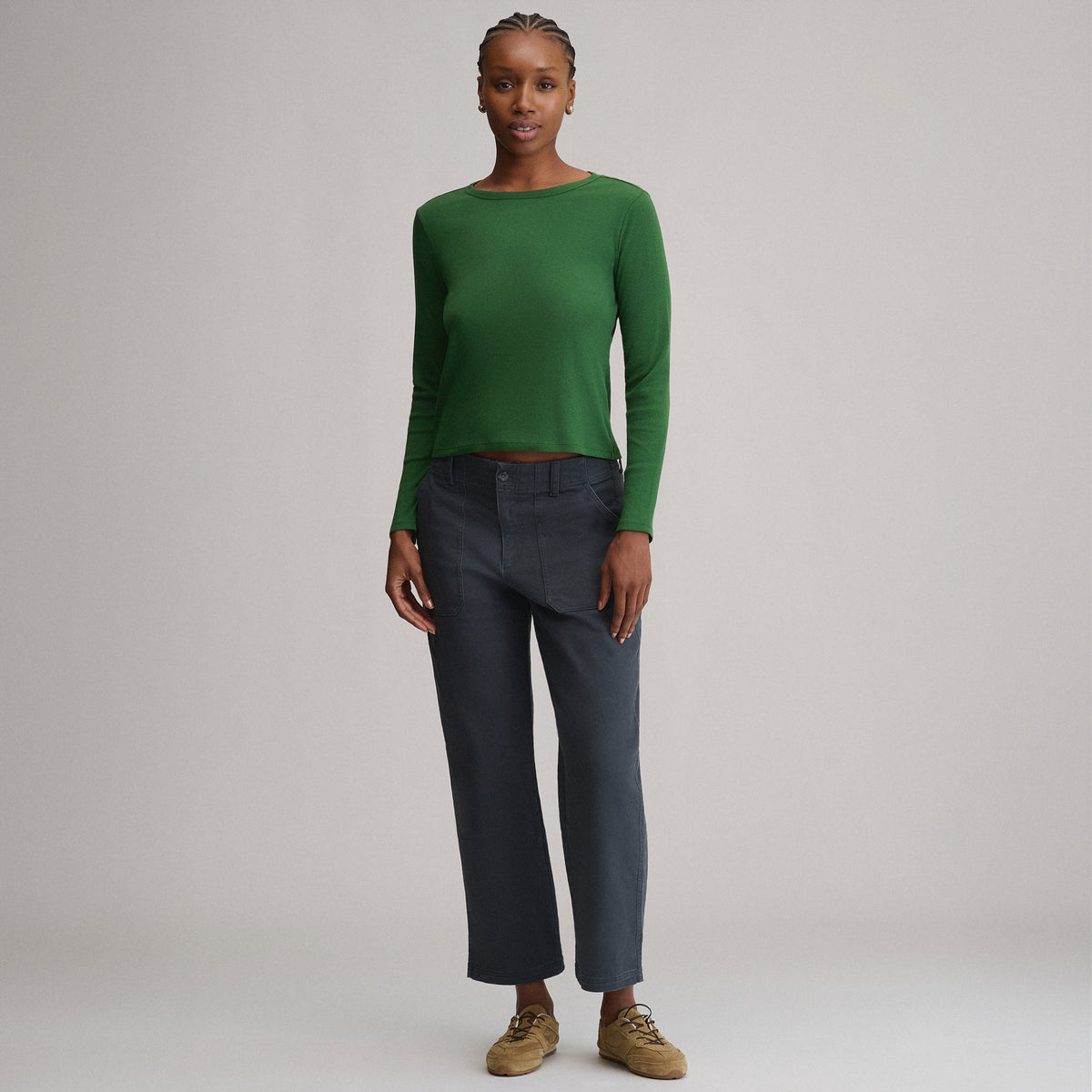 Women's Softline Rib Long-Sleeve Crew-Asparagus-4