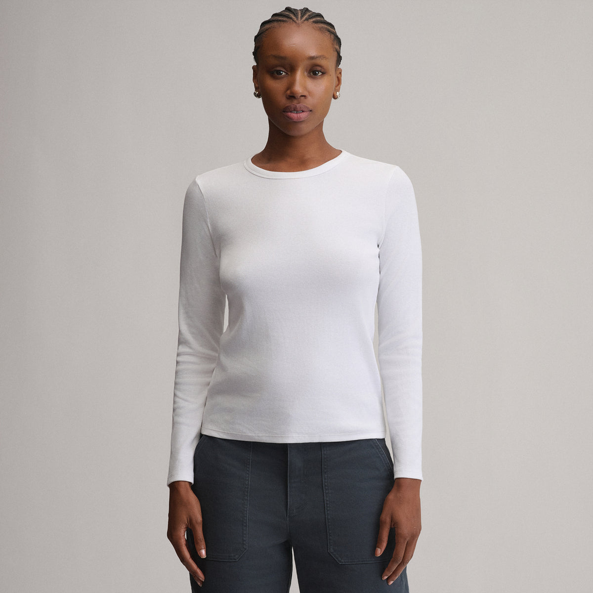 Women's Softline Rib Long-Sleeve Crew-White-25