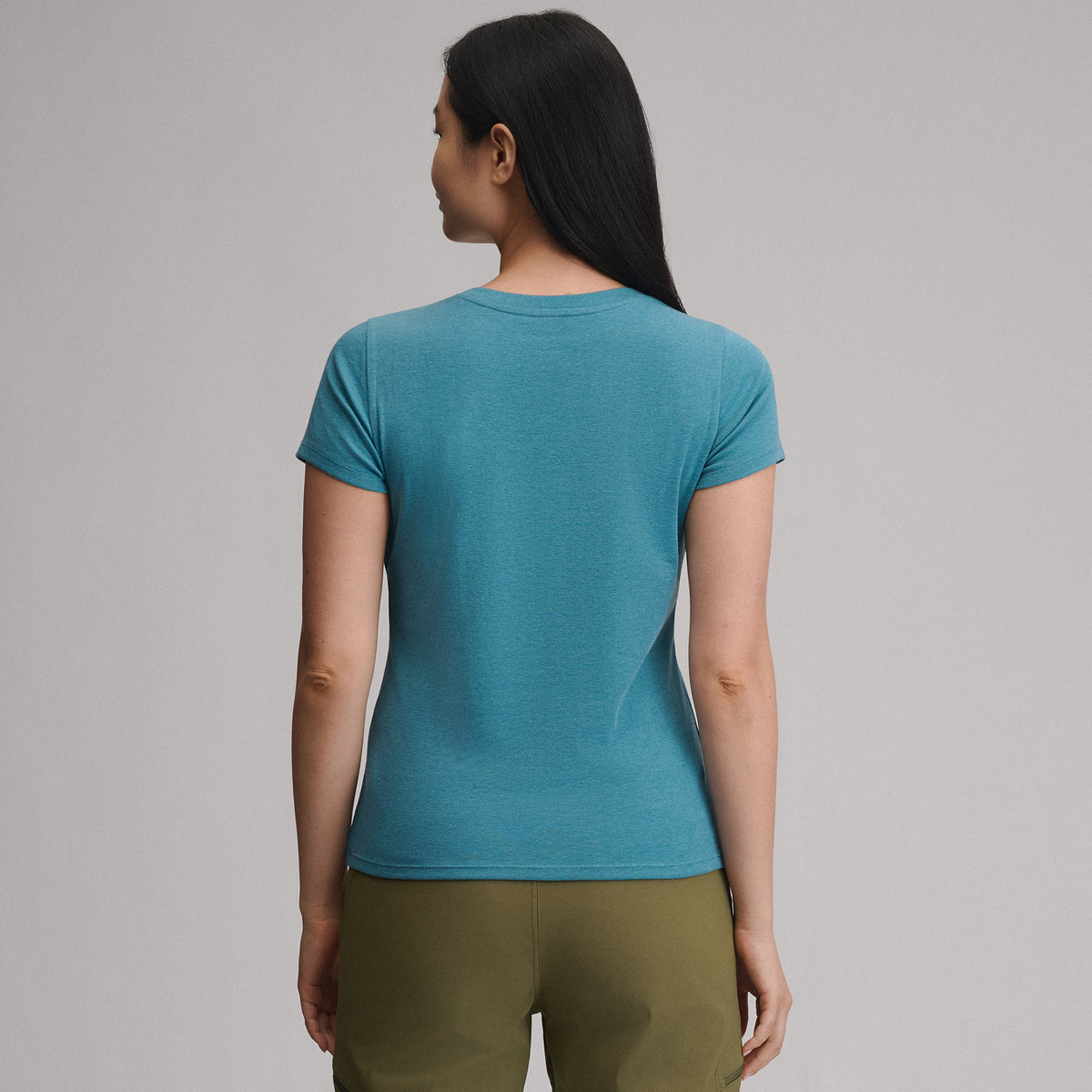 Women's Everyday Short-Sleeve V-Neck T-Shirt-Azure-2