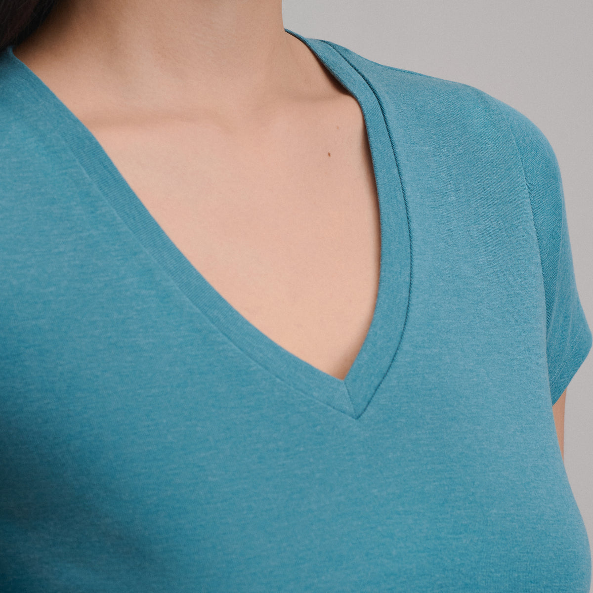 Women's Everyday Short-Sleeve V-Neck T-Shirt-Azure-3