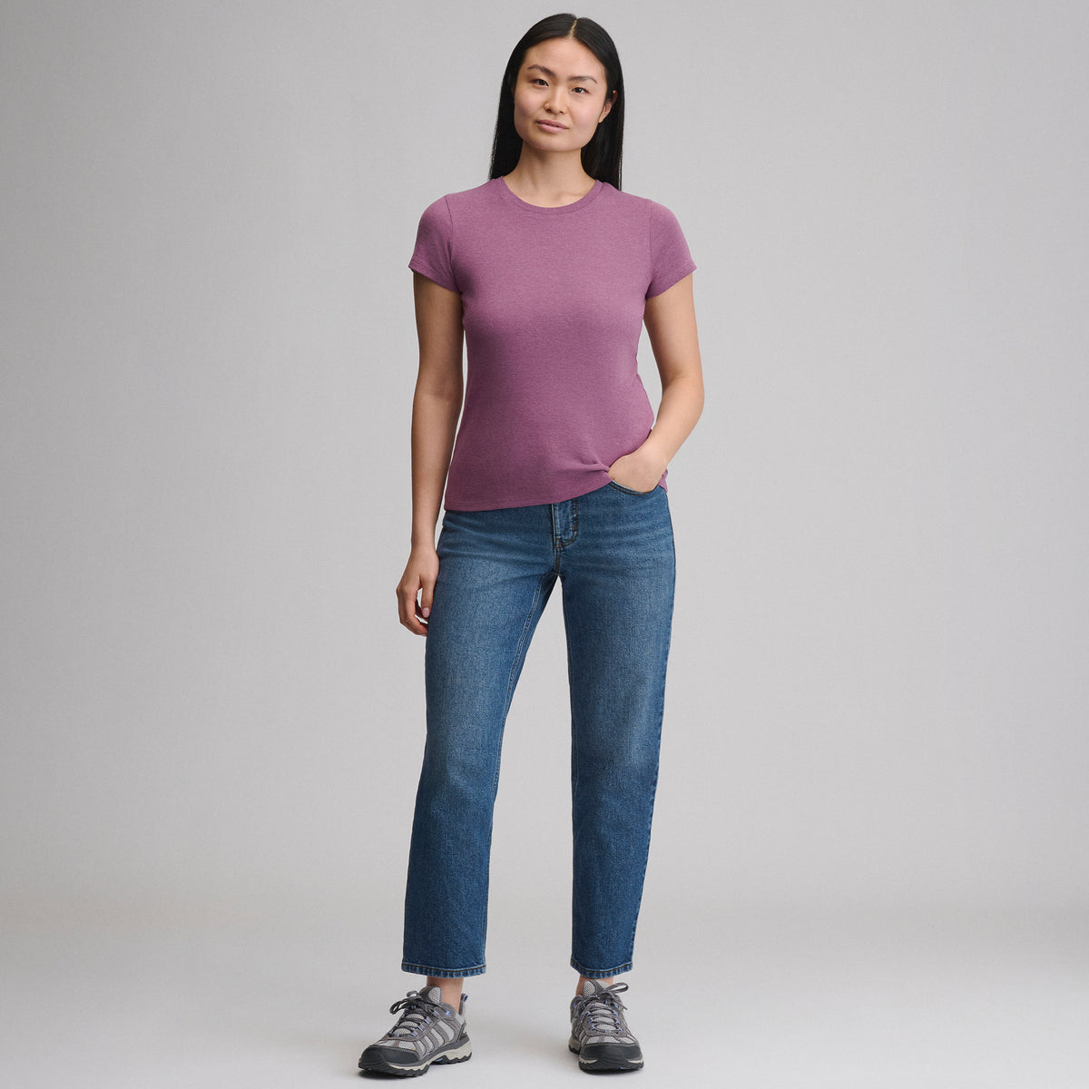 Women's Everyday Short-Sleeve Crewneck T-Shirt-Deep Wisteria-46