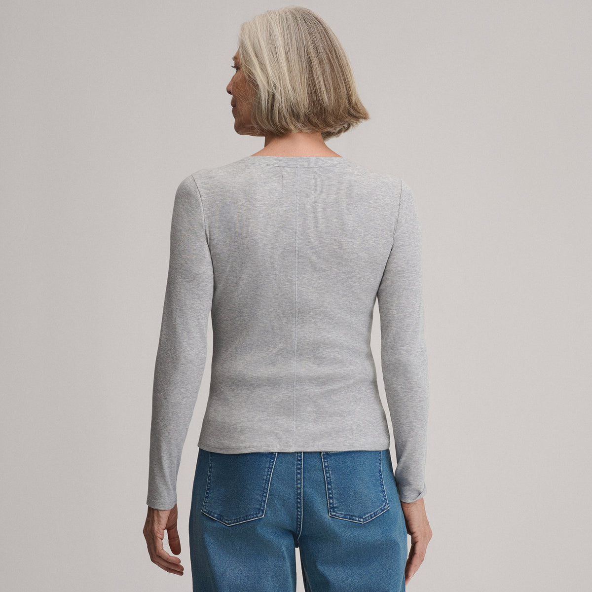 Women's Softline Rib Long-Sleeve Henley-Light Hthr Gray-14