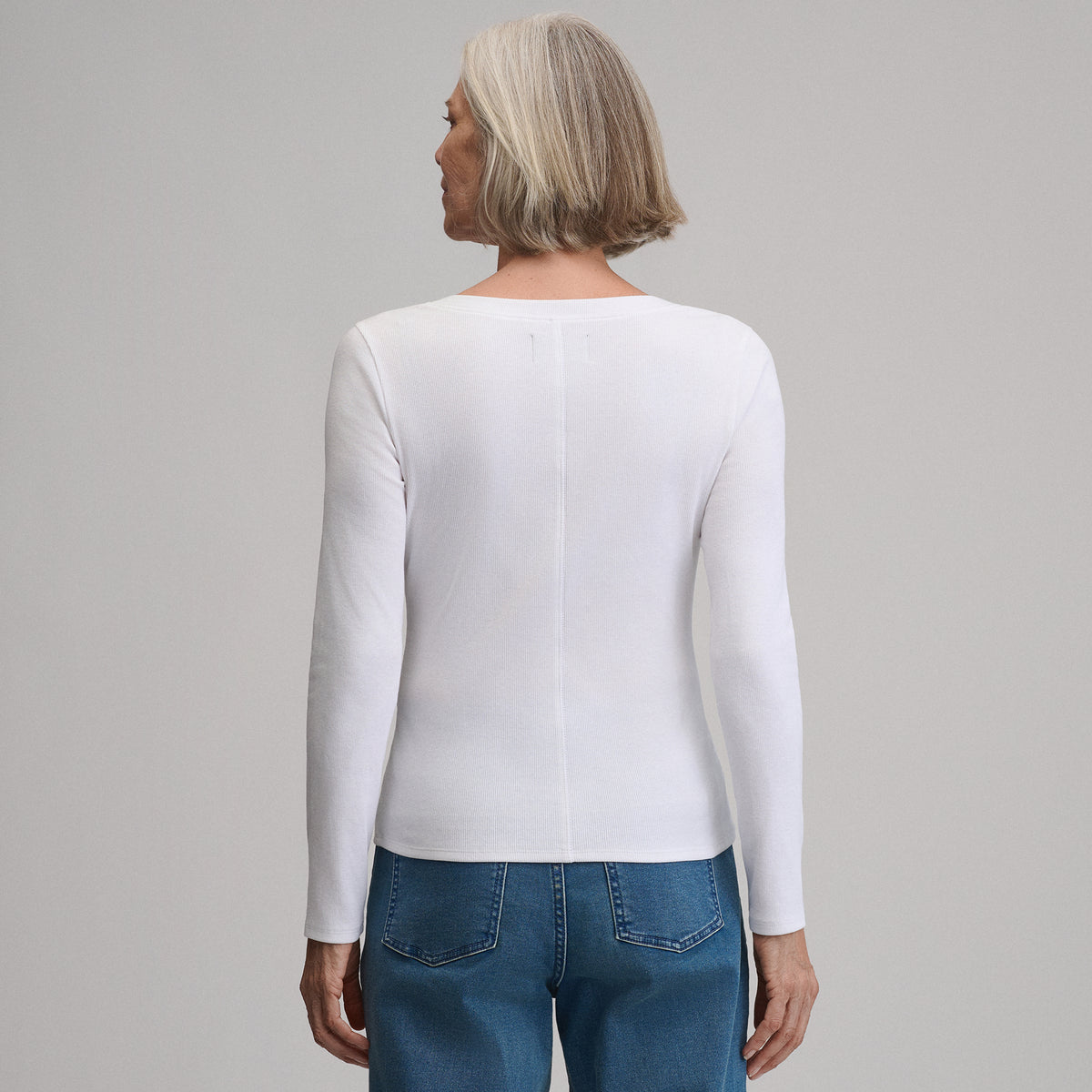 Women's Softline Rib Long-Sleeve Henley-White-26