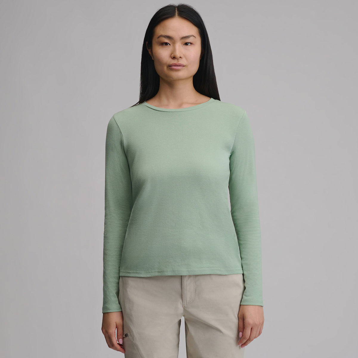 Women's Everyday Long-Sleeve Crewneck T-Shirt-Limestone-47