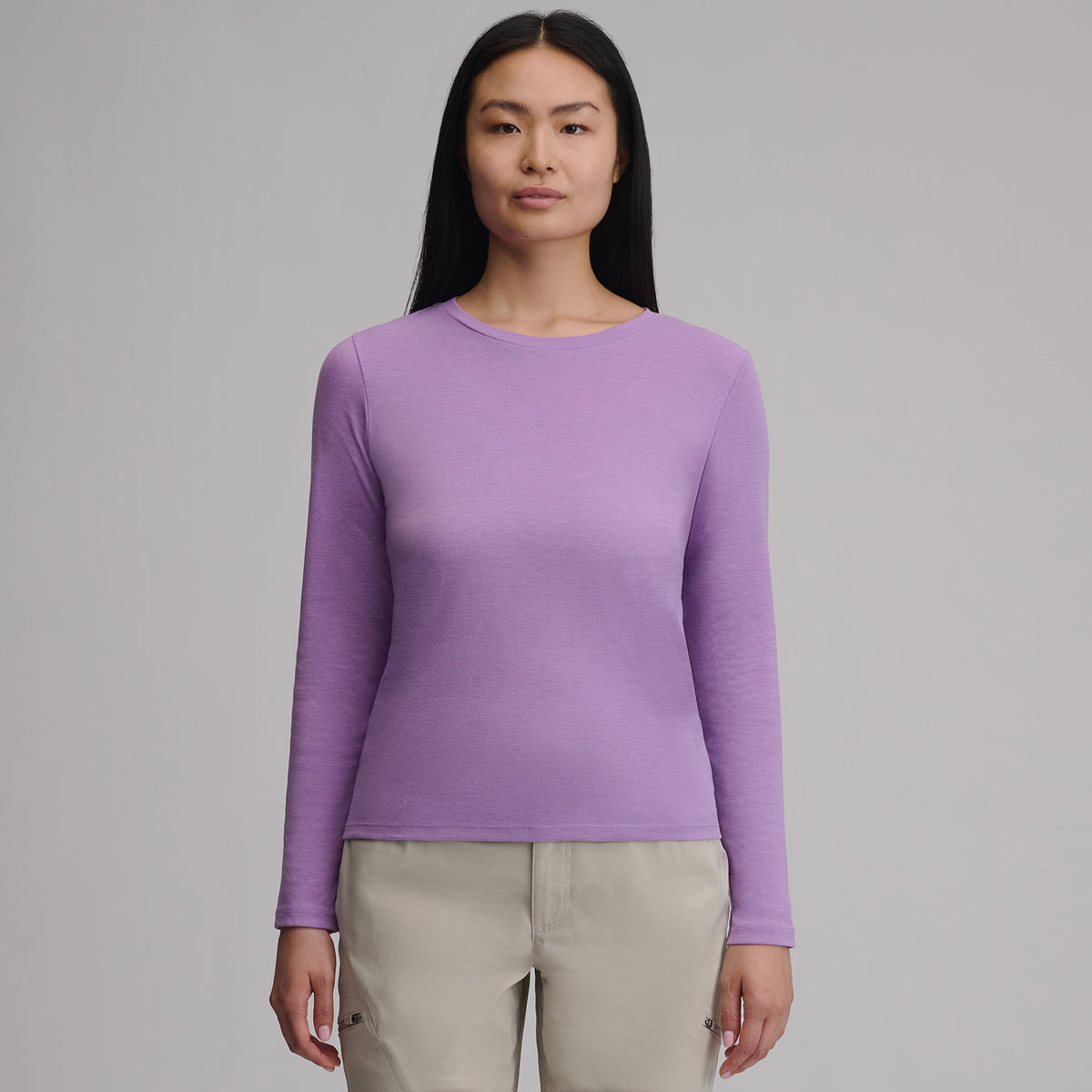 Women's Everyday Long-Sleeve Crewneck T-Shirt-Sugar Plum-51