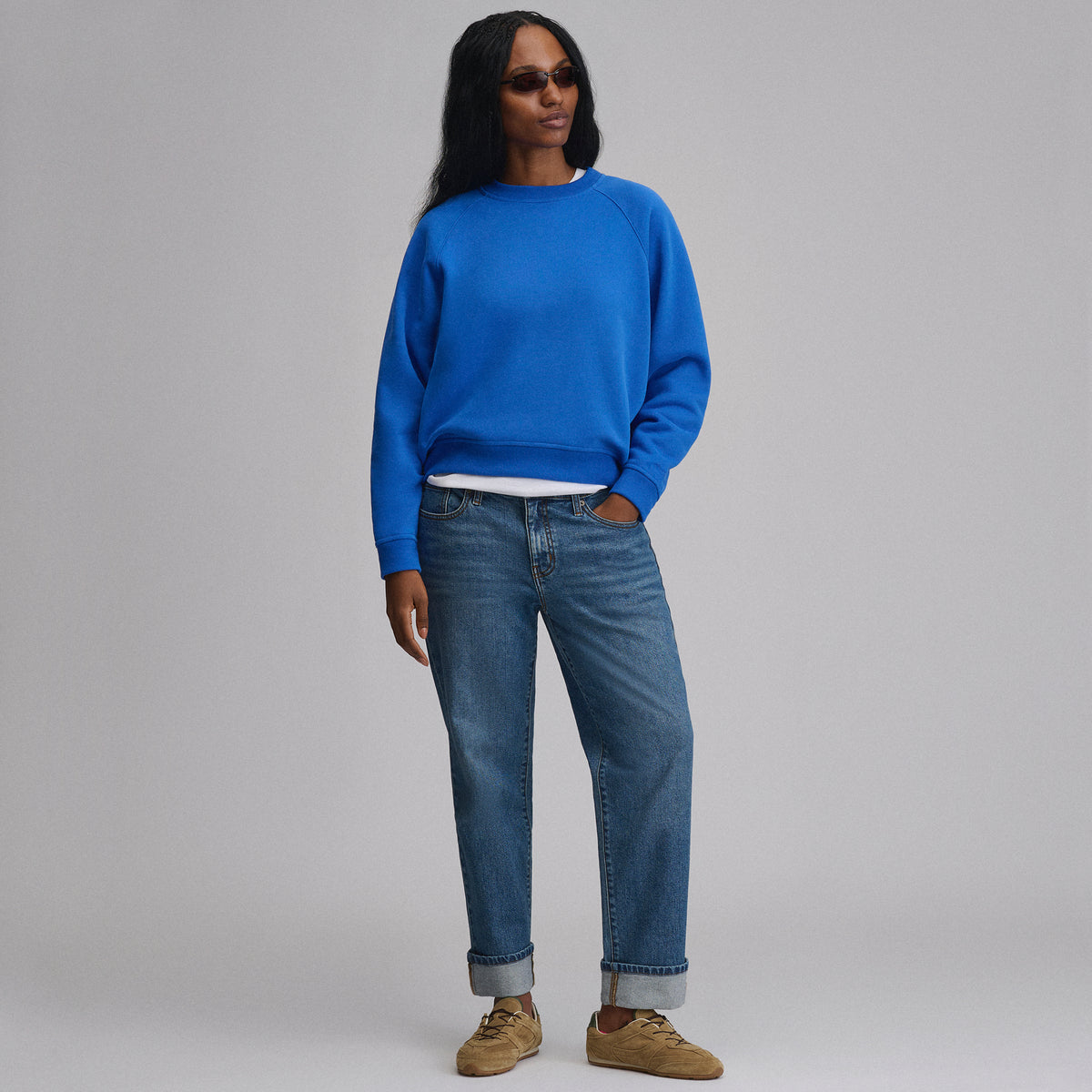 Women's Vintage Soft Crew Sweatshirt-Brilliant Blue-Regular-T1