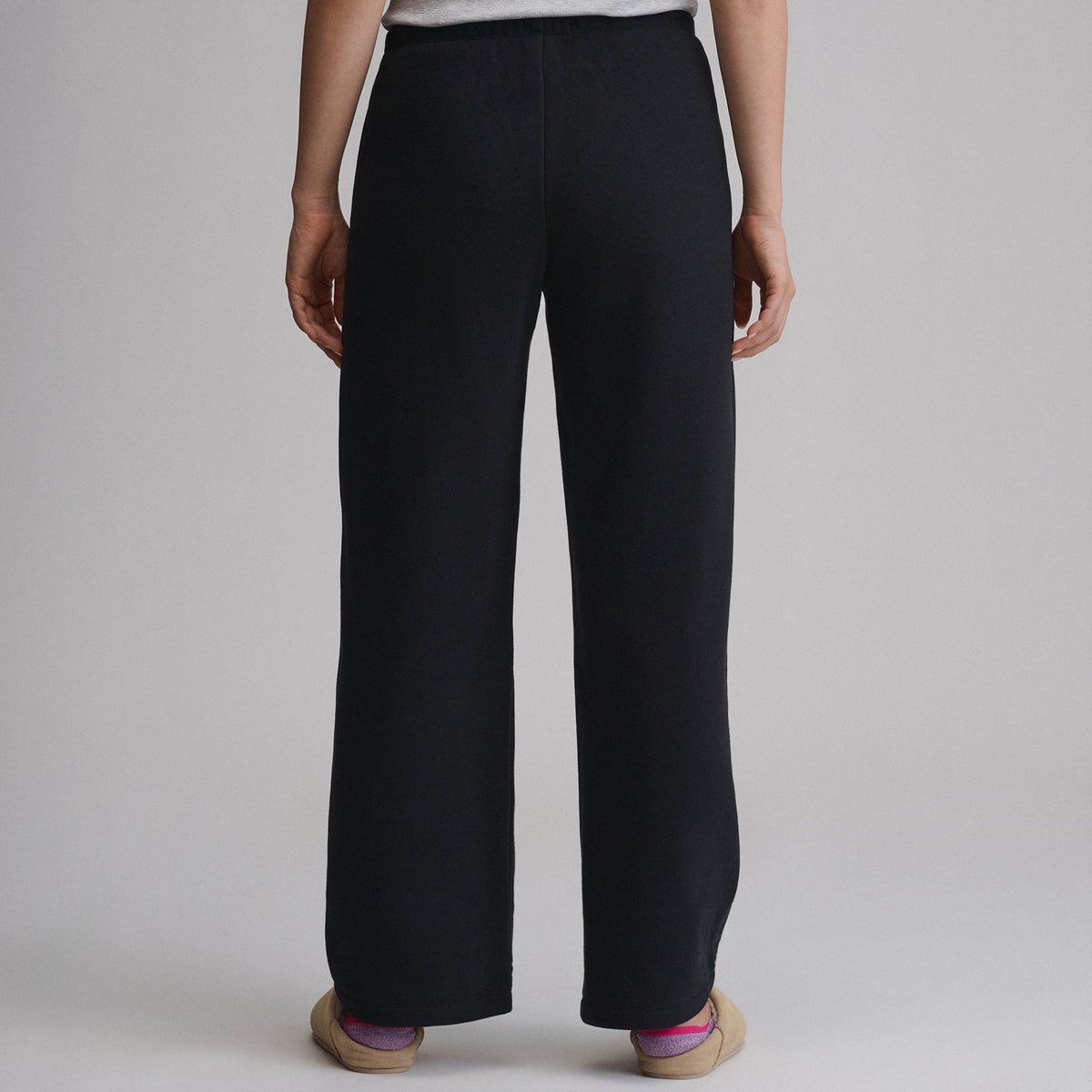 Women's Vintage Soft Relaxed Fit Wide Leg Sweatpants-Black-2