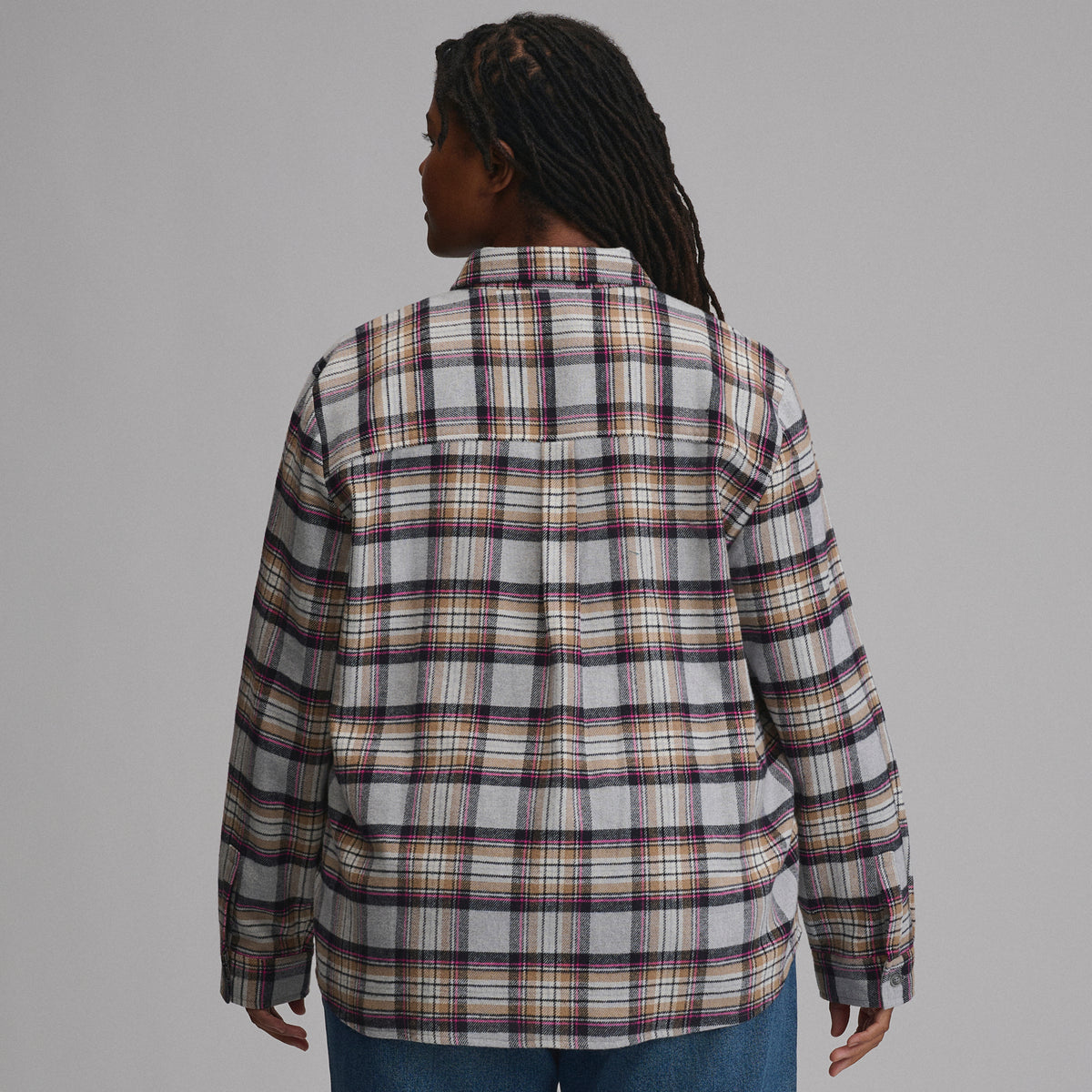 Women's Long-Sleeve Heritage Soft Classic Flannel Shirt-Med Heather Gray-2