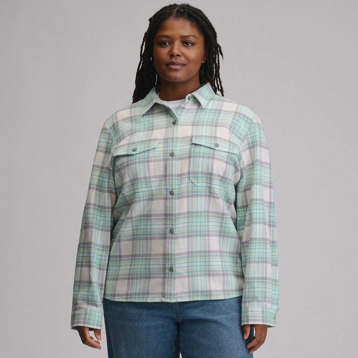 Women's Long-Sleeve Heritage Soft Classic Flannel Shirt-Pepper Mint-9