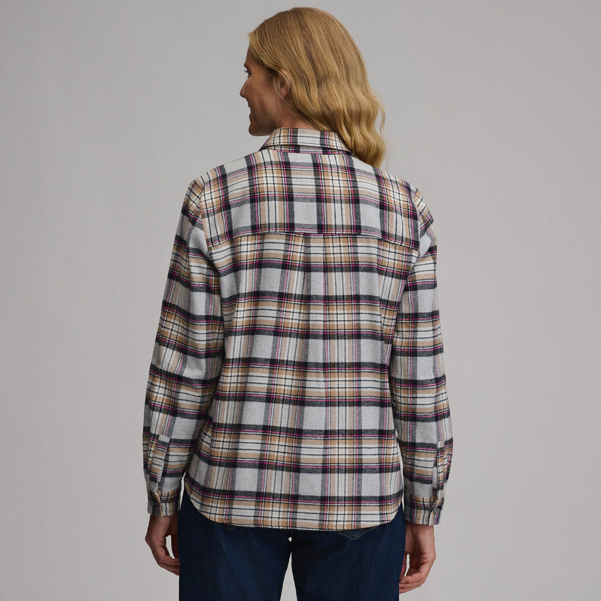 Women's Long-Sleeve Heritage Soft Classic Flannel Shirt-Med Heather Gray-10