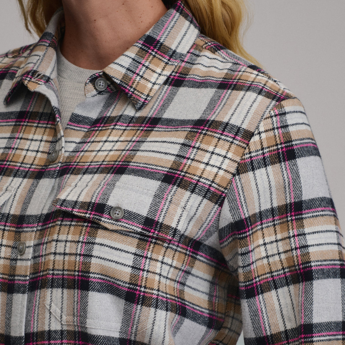 Women's Long-Sleeve Heritage Soft Classic Flannel Shirt-Med Heather Gray-11