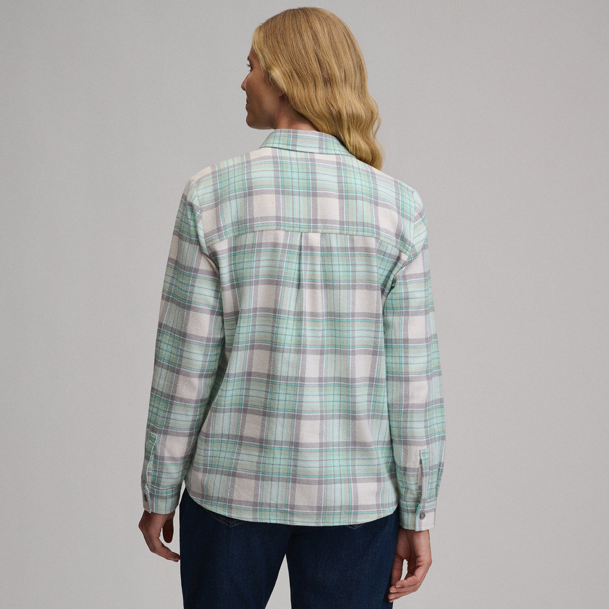 Women's Long-Sleeve Heritage Soft Classic Flannel Shirt-Pepper Mint-14