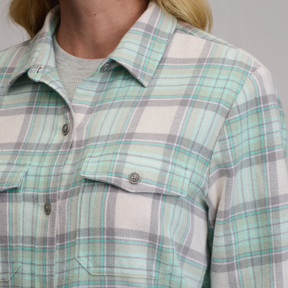 Women's Long-Sleeve Heritage Soft Classic Flannel Shirt-Pepper Mint-15