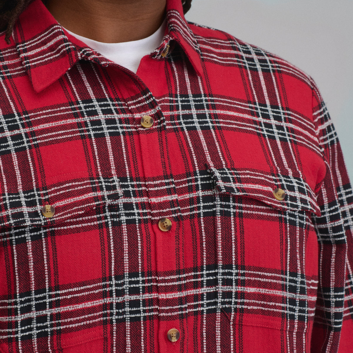 Women's Long-Sleeve Heritage Soft Classic Novelty Flannel Shirt-Cardinal-3