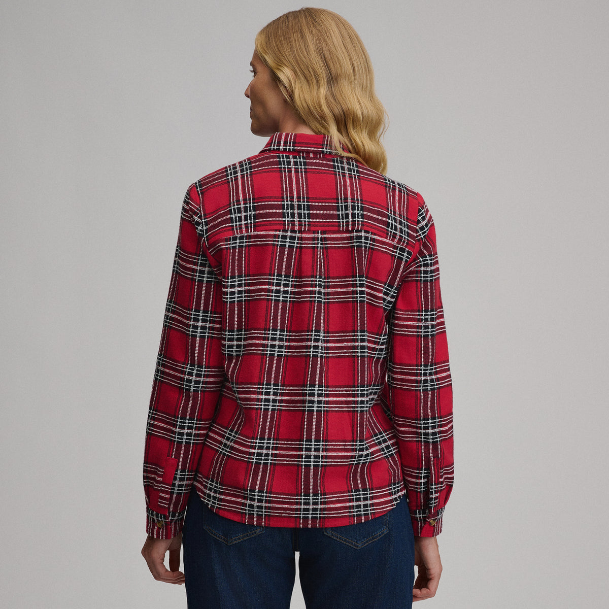 Women's Long-Sleeve Heritage Soft Classic Novelty Flannel Shirt-Cardinal-2