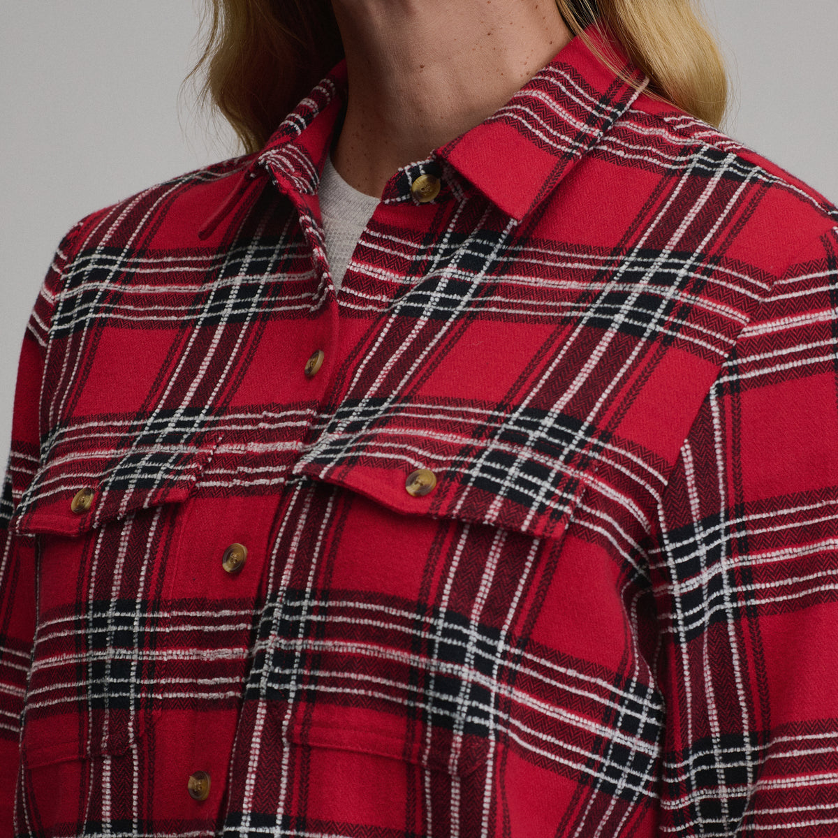 Women's Long-Sleeve Heritage Soft Classic Novelty Flannel Shirt-Cardinal-3