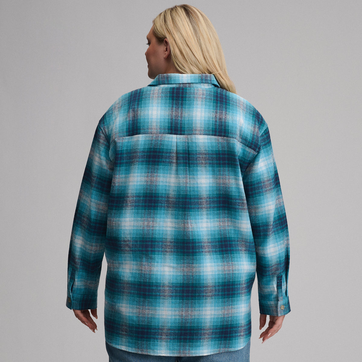 Women's Long-Sleeve Heritage Soft Boyfriend Flannel Shirt-Sea Spray-2