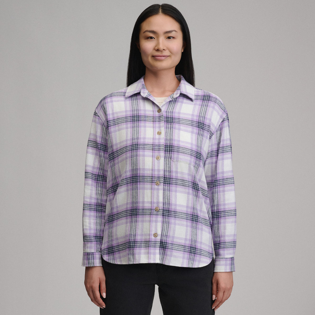 Women's Long-Sleeve Heritage Soft Boyfriend Flannel Shirt-Orchid-9