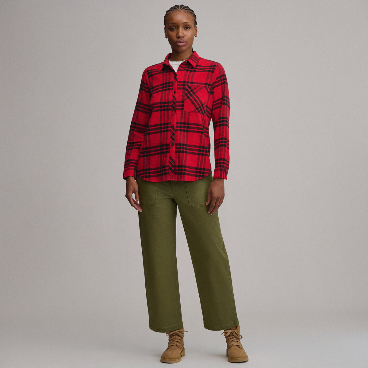 Women's W Field Flex Flannel Shirt-Holly Red-8