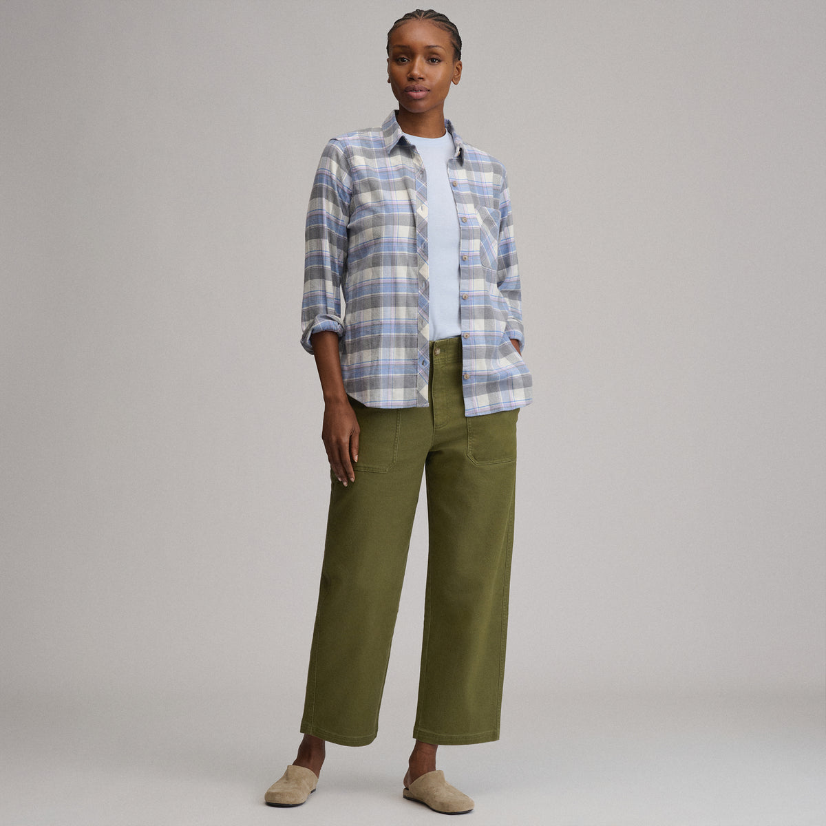 Women's W Field Flex Flannel Shirt-Heather Gray-12
