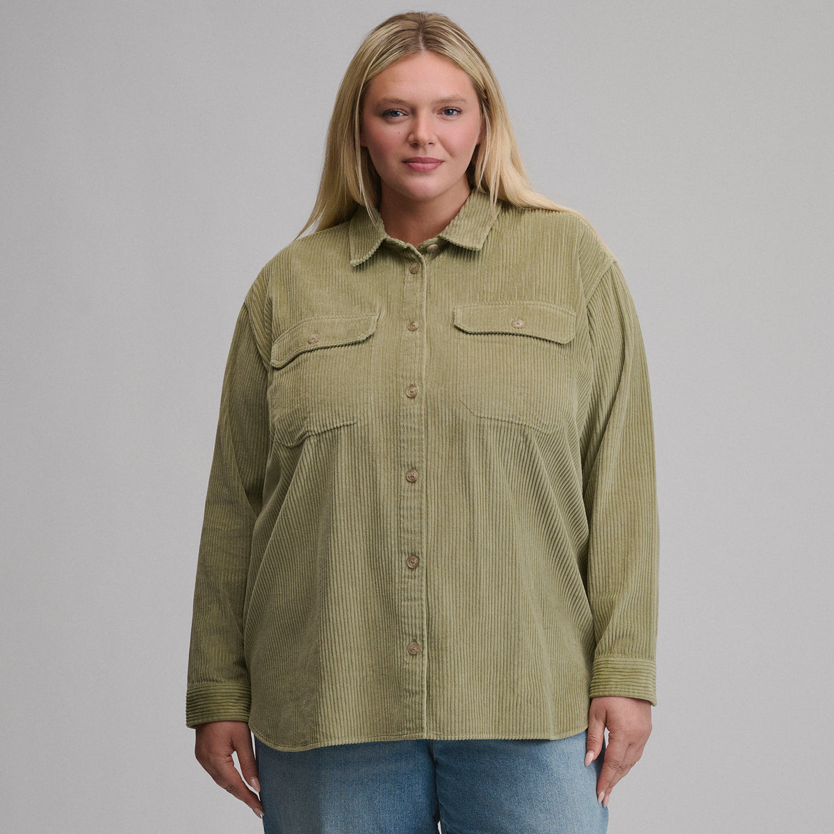 Women's Canyons Corduroy Boyfriend Overshirt-Dusty Sage-1