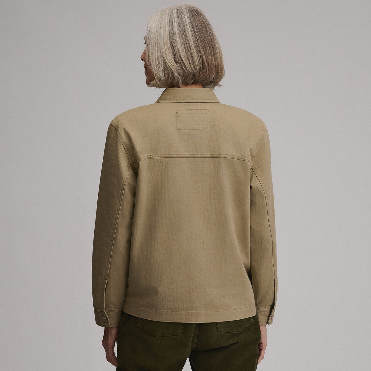 Women's Cotton Twill Shirt Jacket-Dark Khaki-2