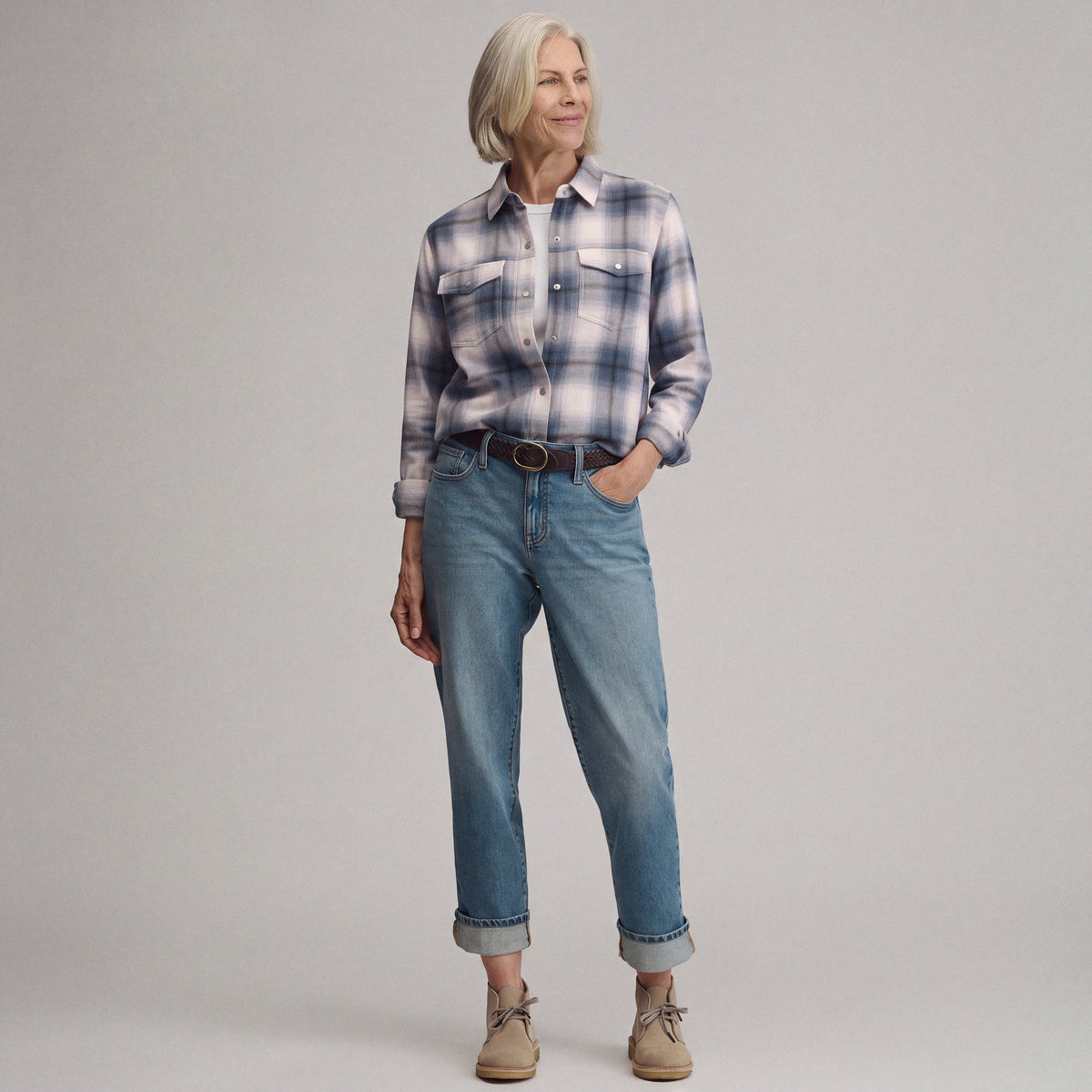 Women's Long-Sleeve Western Button-Down Shirt-Dark Horizon-4