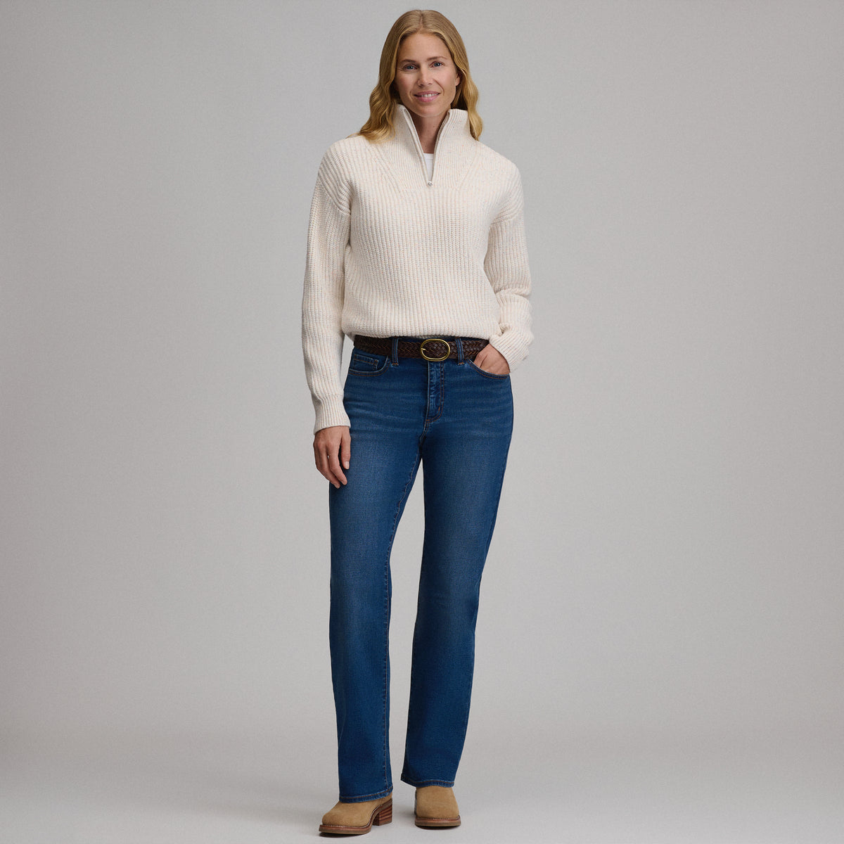 Women's Everloft Quarter-Zip Sweater-Ivory-4