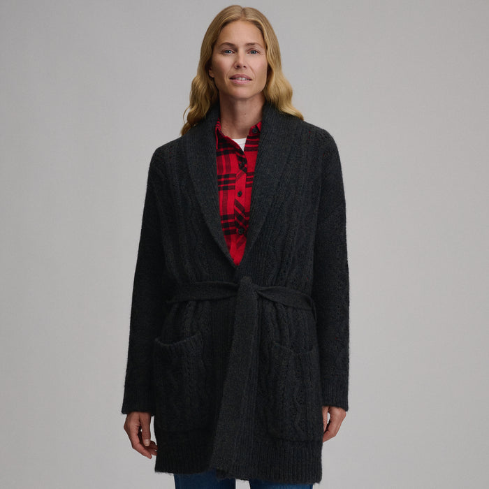 Women's Belted Cable Cardigan Sweater