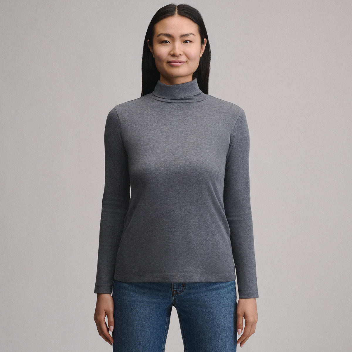 Women's Long-Sleeve Everyday Turtleneck-Med Heather Gray-17