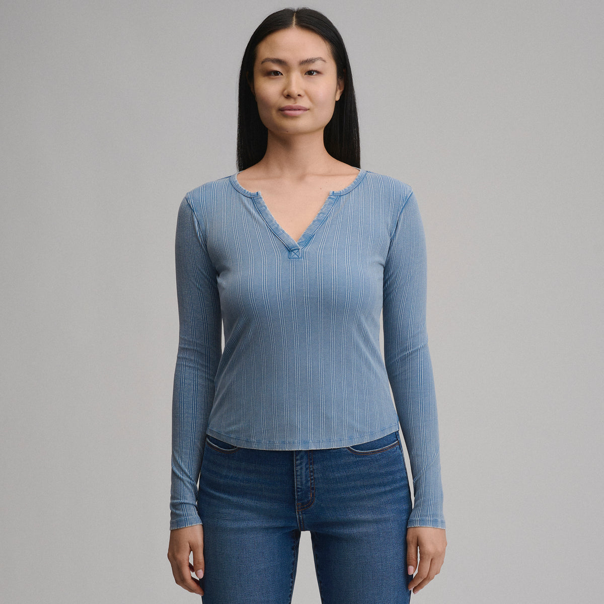 Rib Y Nk Henley-Dk Chambray-5