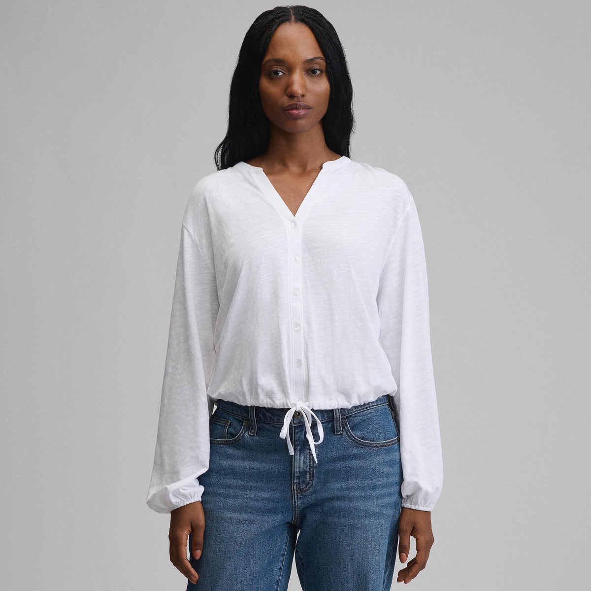 LS Buttondown  Fem Top-White-13
