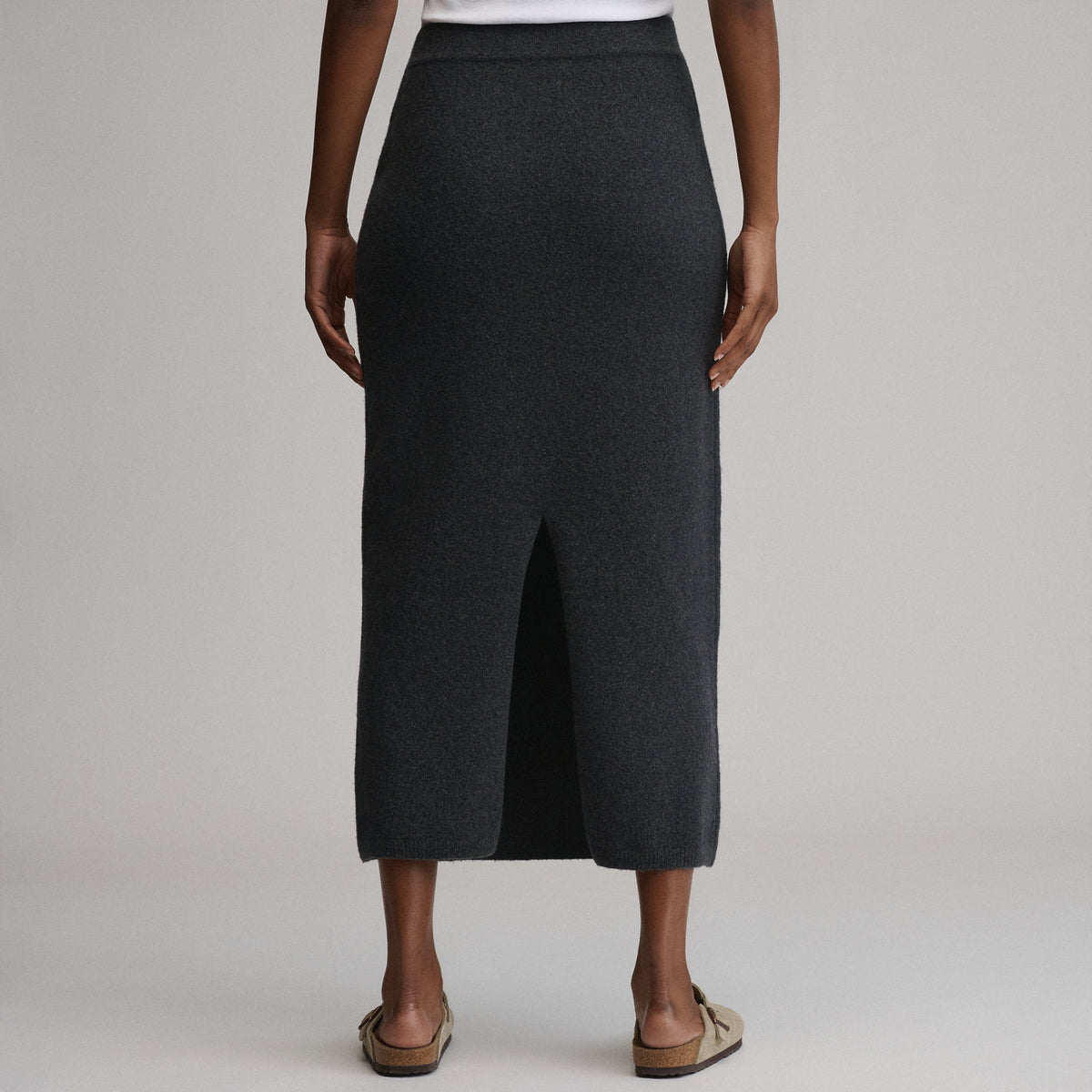 Women's Sweater Midi Skirt-Charcoal Heather-2
