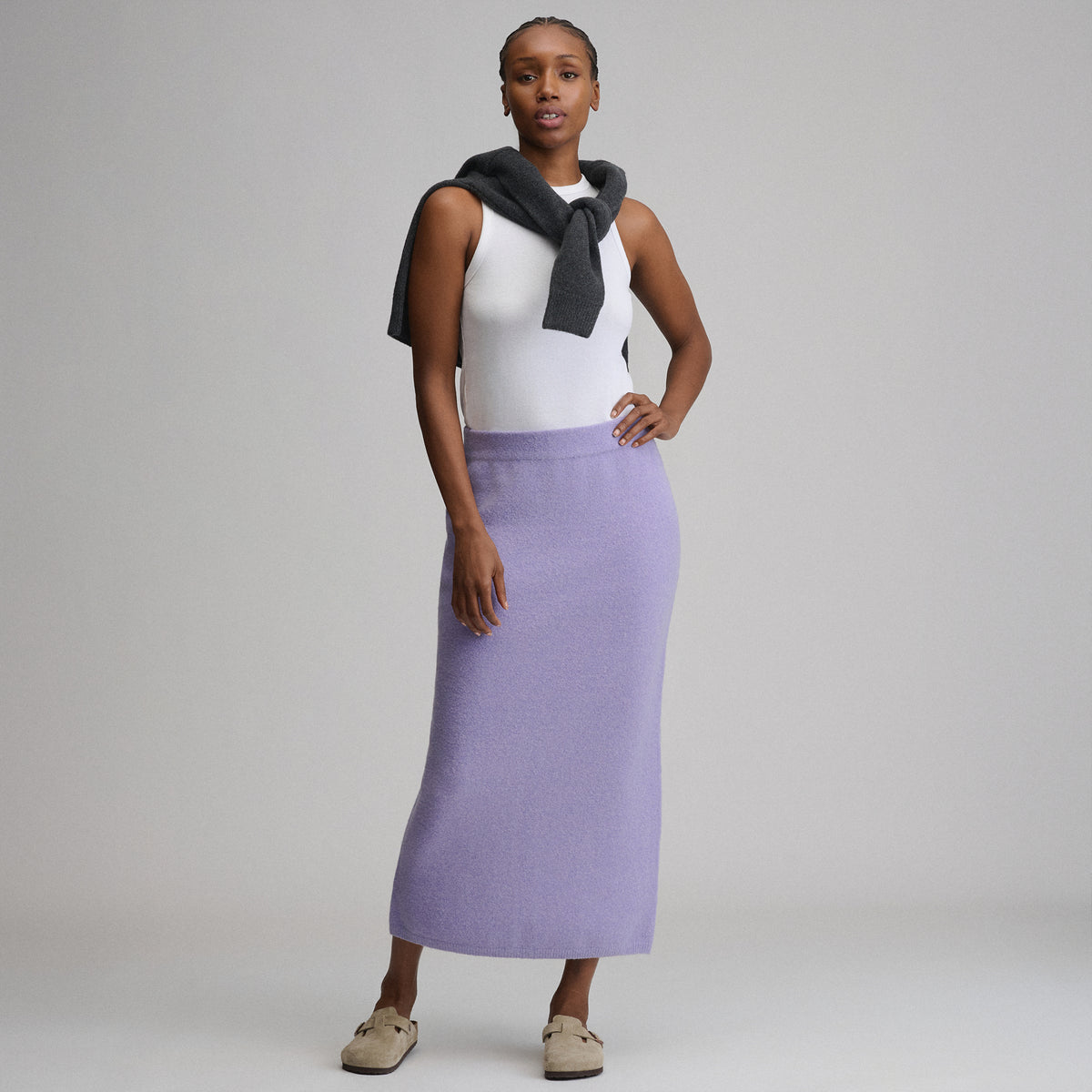 Women's Sweater Midi Skirt-Lavender Mist-6