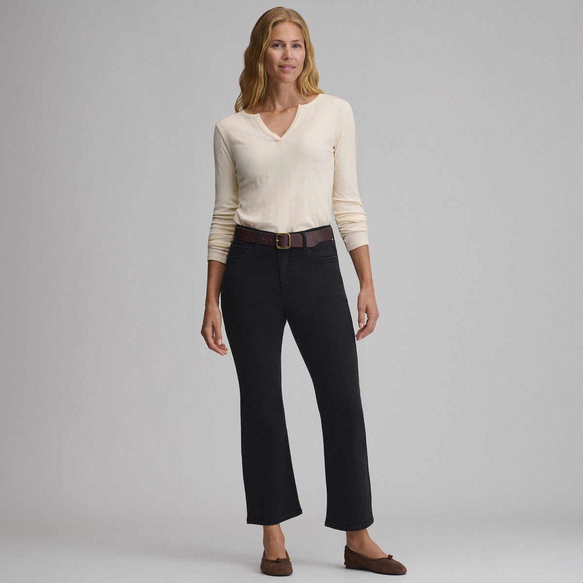 Women's Venture Stretch Kick-Flare Jean-Black-4