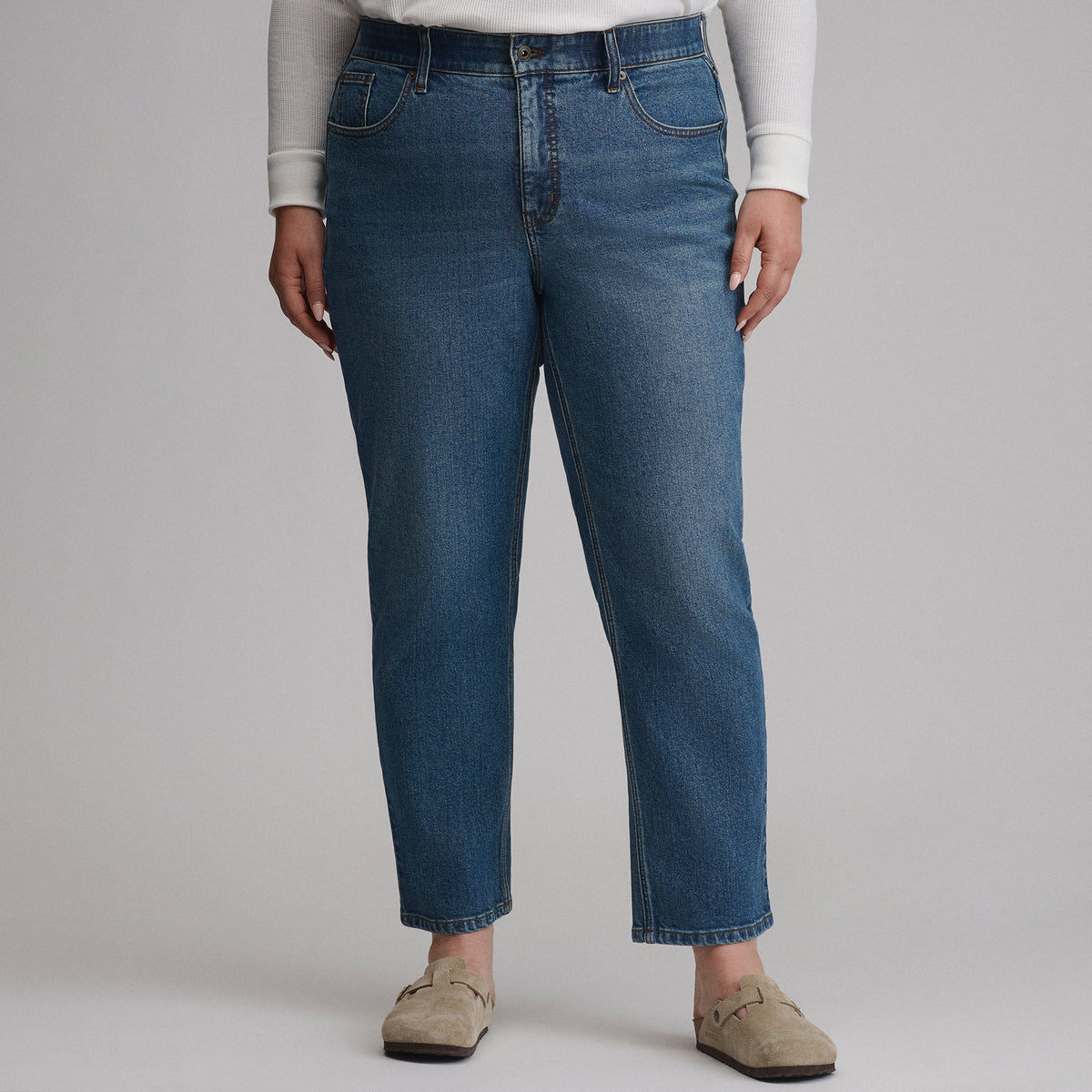 Women's Iconic Perfect Straight Jean-Indigo Blue-1