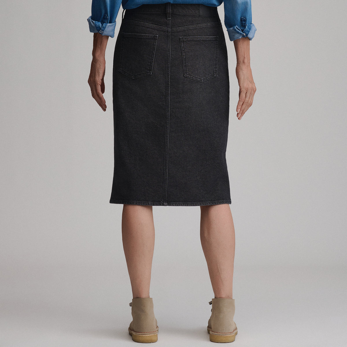 Women's Iconic Denim Skirt-Charcoal-2