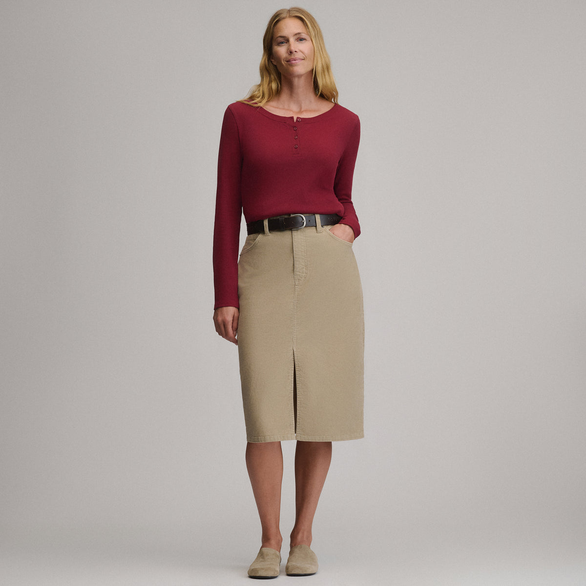 Women's Cord Skirt-Cordovan-4