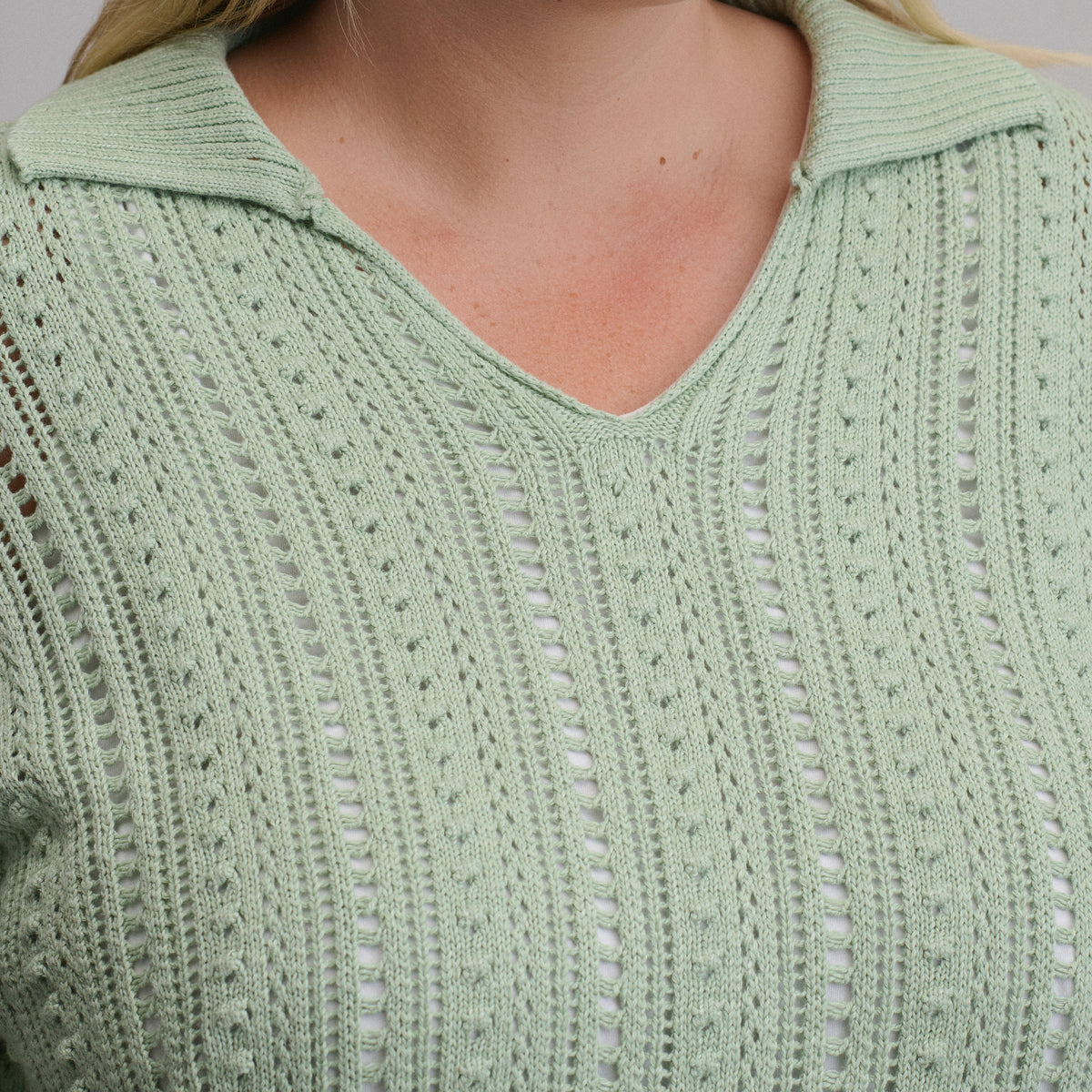 Women's Long-Sleeve Slub Johnny Collar Sweater-Limestone-11