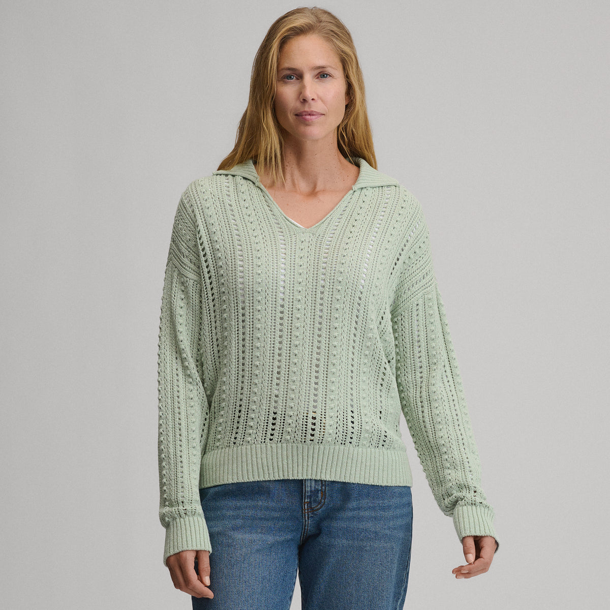 LS Slub Johnny Collar Sweater-Limestone-9