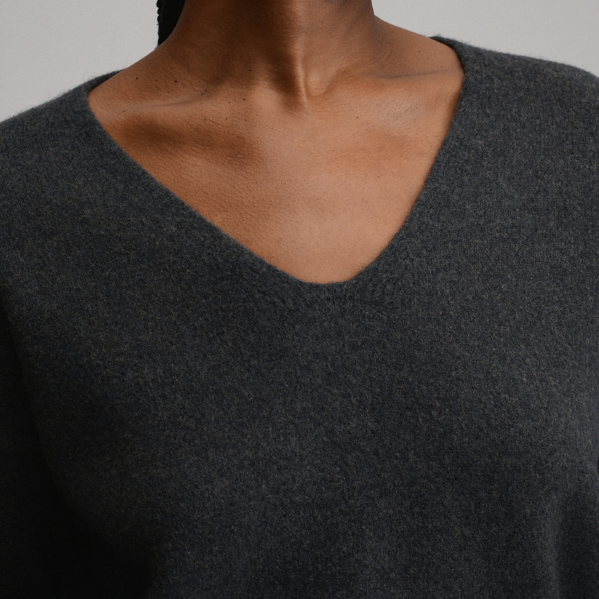 Women's V-Neck Sweater-Charcoal Heather-3
