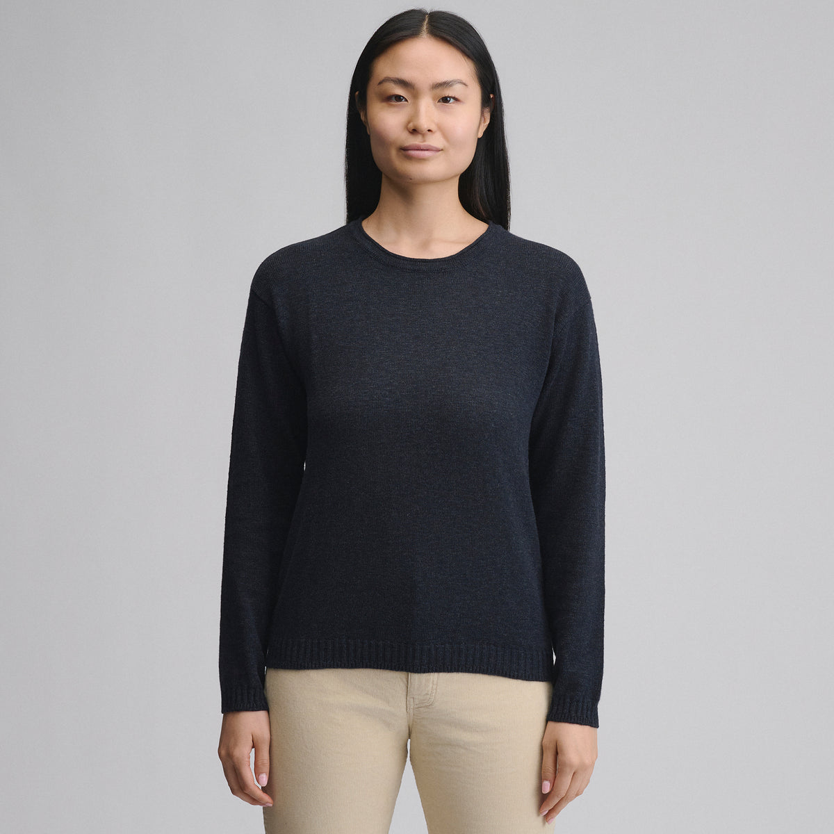 Cotton Slub Crew Sweater-Black-5