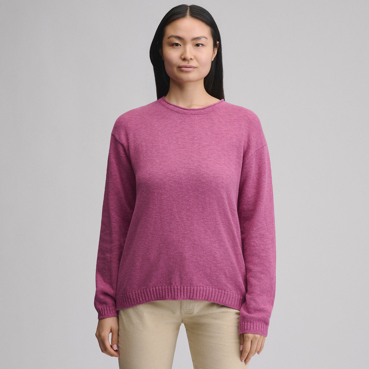 Cotton Slub Crew Sweater-Hibiscus-14