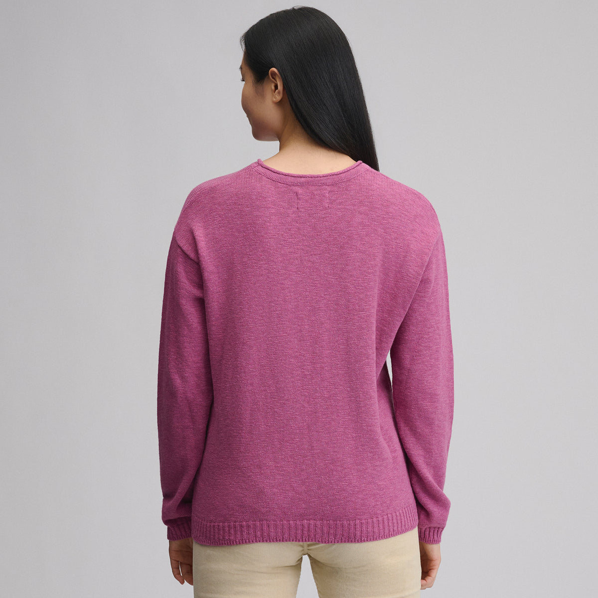 Cotton Slub Crew Sweater-Hibiscus-15