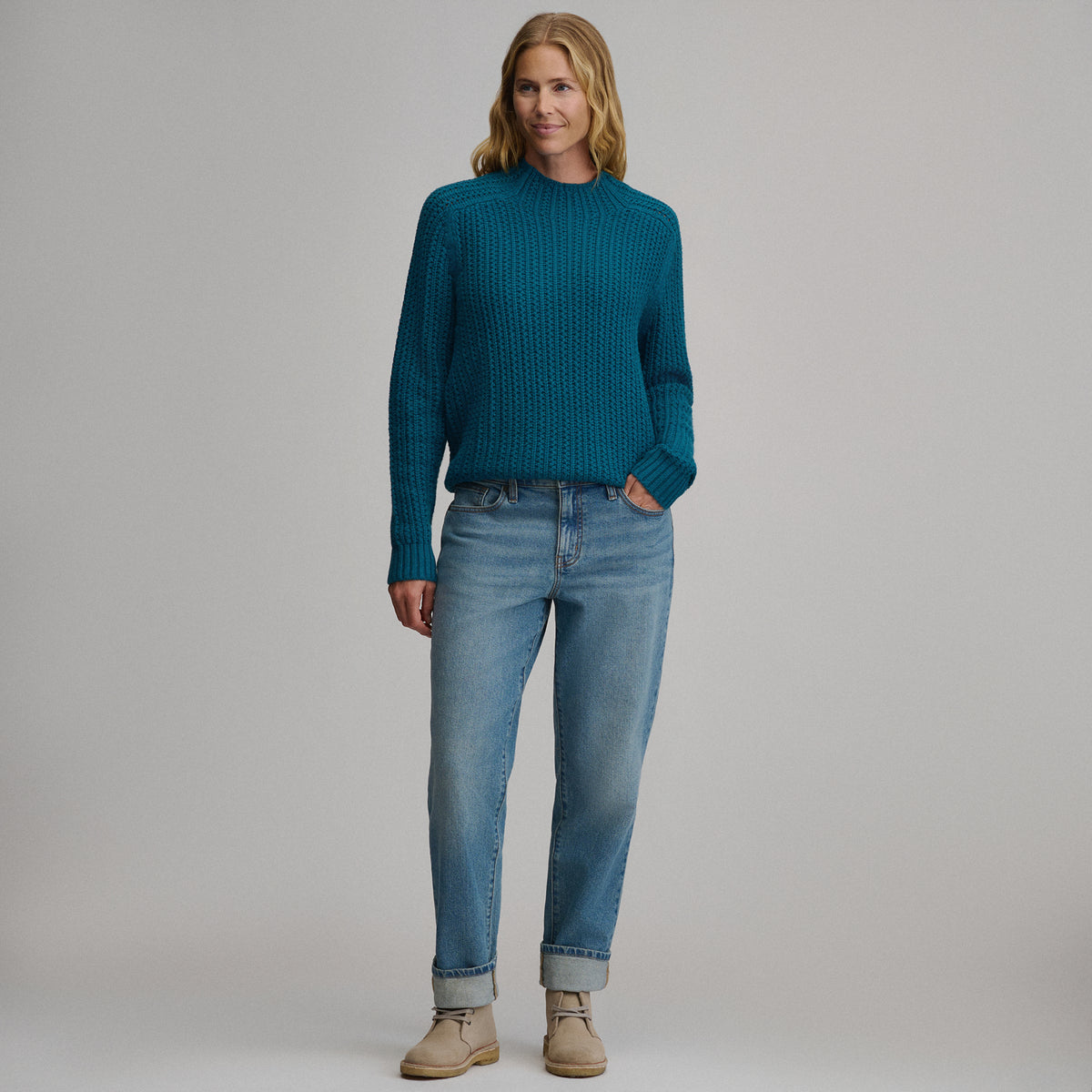 Women's Everloft Mock-Neck Sweater-Meridian Blue-4