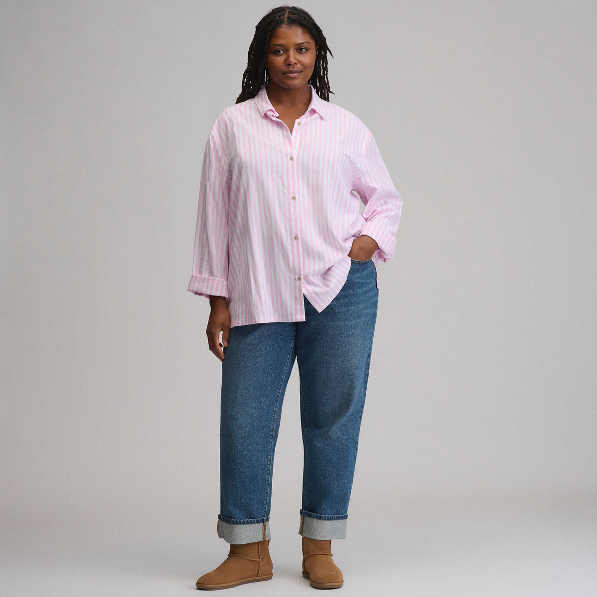 Women's Long-Sleeve Softened Sleep Shirt-Light Pink-8