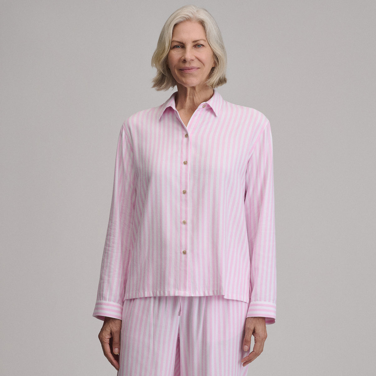 Women's Long-Sleeve Softened Sleep Shirt-Light Pink-4